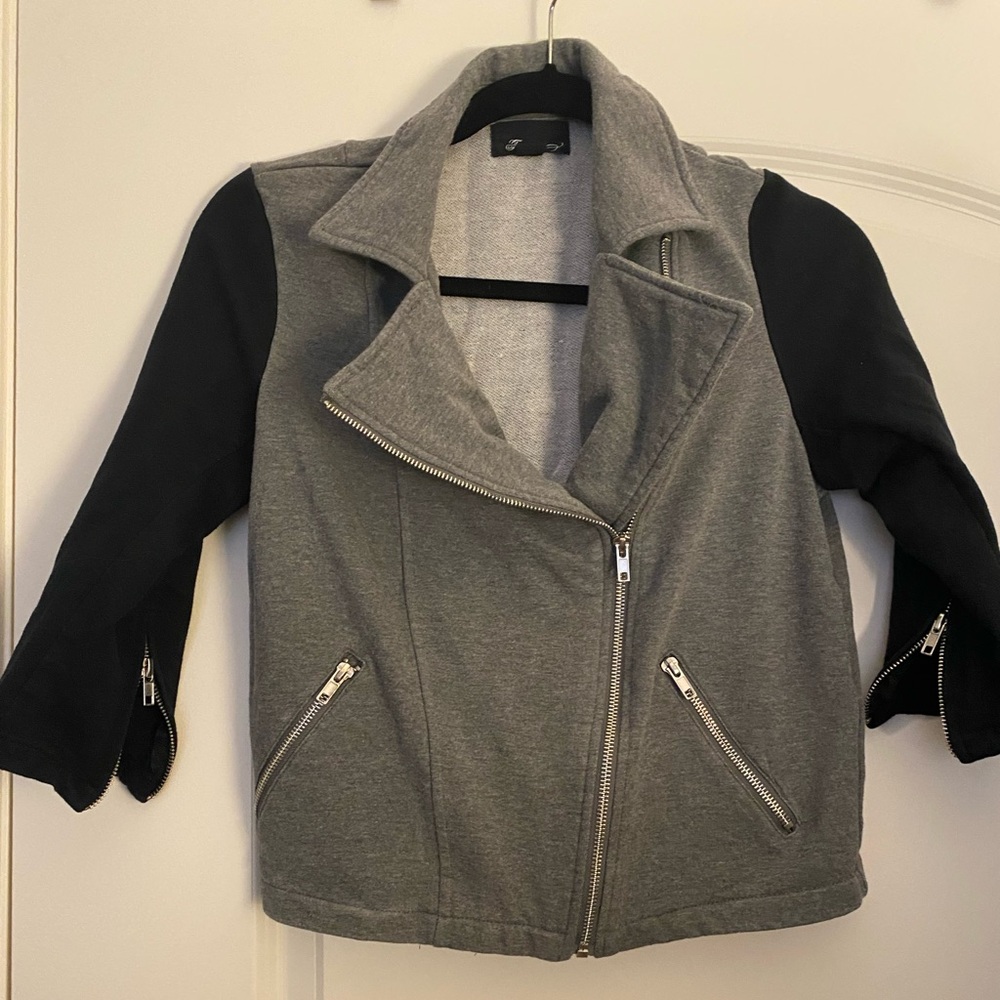 Gray and Black Zip-Up Jacket